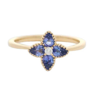 Rings: 9ct Yellow Gold Tanzanite & Diamond Ring #24984