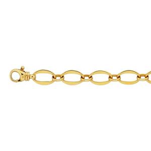 Bracelets: 9ct Yellow Gold Long Flat Oval Fancy Bracelet #21508