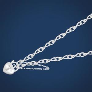 Sterling Silver 19cm Infinity 1/1 Figaro Cable with 12mm Padlock Bracelet #25224