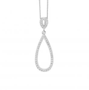 Pendants: Ellani Sterling Silver CZ Double Open Tear Pendant #20541
