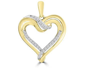 Pendants: 9ct Yellow Gold Diamond Heart Pendant #24918