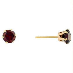 Earrings: 9ct Yellow Gold 5mm Garnet Studs #24825