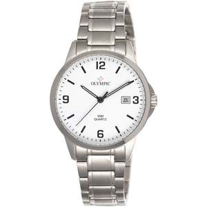 Watches: Olympic Ladies Titanium White Strap Leather Watch #22587