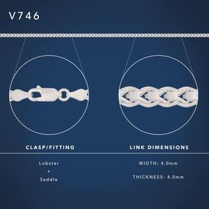 Sterling Silver 4.0mm Milanaise Chain 50cm #