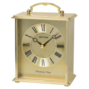 Clocks: Rhythm Brass Finish Carriage Clock #24435