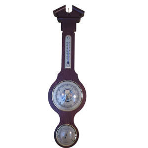 Barometers: Fischer Weather Station Large Mahogany #