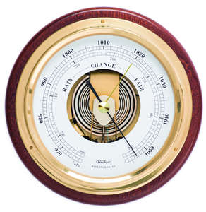 Barometers: Fischer Brass Mahogany Barometer #19342