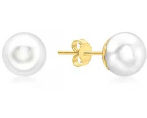 9ct Yellow Gold Fresh Water Pearl 8mm Stud Earrings #25532