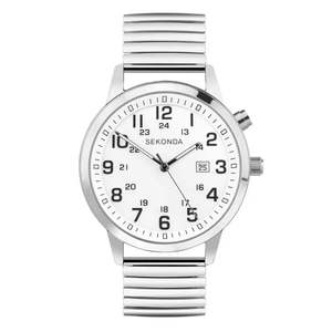 Sekonda Classic Mens Stainless Steel Quartz Watch White Dial 42mm #25612