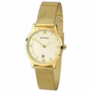 Watches: Sekonda Gold Stainless Steel Elegant White Dial 28mm Womens Watch #25600