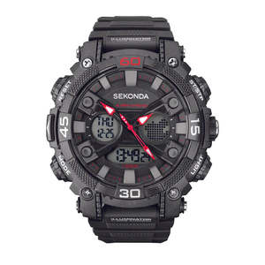 Watches: Sekonda Mens Digital Watch Durable Sport Chronograph Black #25596