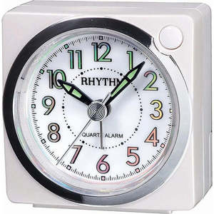 Clocks: Rhythm Alarm Clock White Silent Movement #25629