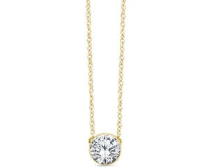 Pendants: 9ct Yellow Gold 0.50ct Lab Diamond Bezel Set Pendant #25636