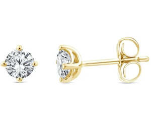 9ct Yellow Gold 0.75ct Round 4 Claw Studs #25633