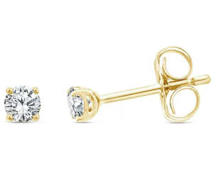Earrings: 9ct Yellow Gold 0.25ct Round 4 Claw Studs #25632