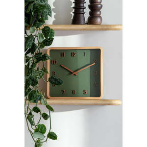 Clocks: Karlsson Nervadura Square Clock - Dark Green #25674