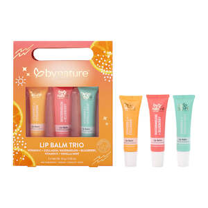 Vitamin C: Lip Balm Trio - Vitamin C + Collagen, Watermelon + Blueberry, Vitamin E + Vanilla Mint