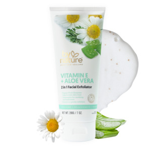 Cleansers: Vitamin E + Aloe Vera 2 in 1 Facial Exfoliator