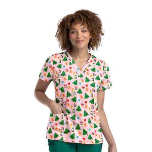 Scrub Top: PRINT TOP - HOLY (HOLIDAY PARTY)