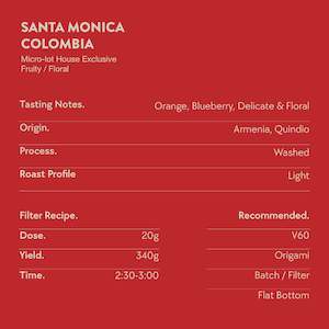 Coffee: Colombia: Santa Monica Geisha Washed