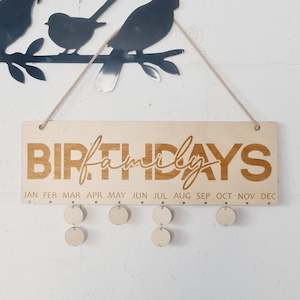 Teacher Gifts: Wooden Calendar - Family Birthdays