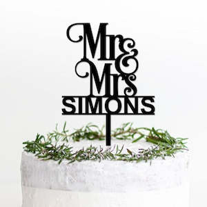 Weddings: Mr & Mrs Wedding Cake Topper - (8a)