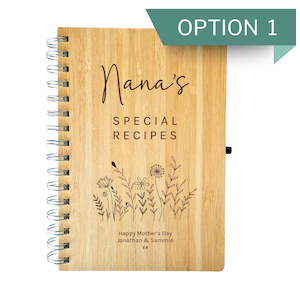 Engraved Bamboo Mother's Day Recipe Book with Pen