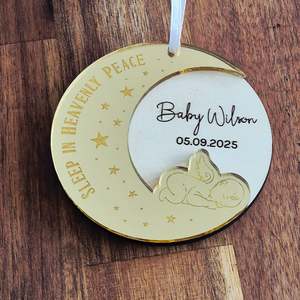 New Arrivals: Personalised Baby Memorial Ornament | Custom Acrylic & Wood Keepsake