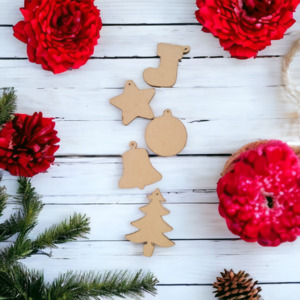 Christmas Ornaments: Blank MDF Christmas Shapes & Ornaments (3mm Laser Cut) | Stamps & More NZ