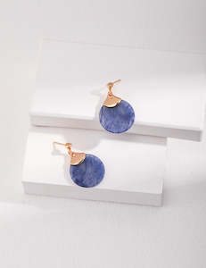 Jewlery: Pure silver earrings with blue Dongling jade