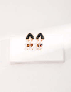 Enamel and tiger eye stone earrings