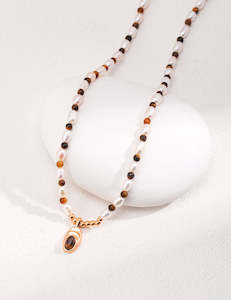 Necklaces: Caramel Ethnic Style Pearl Necklace
