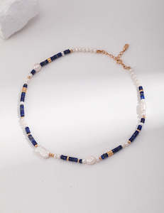Blue Dongling jade and pearls Necklace