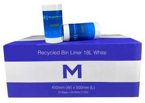 POR Recycled Bin Liner 18L - White, 450mm x 500mm x 15mu (1750) *Scented* Per Box