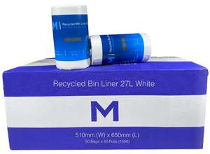 POR Recycled Bin Liner 27L - White, 510mm x 650mm x 15mu (1500) *Scented* Per Box