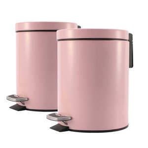 Rubbish Bags Bins: SOGA 2X 12L Foot Pedal Stainless Steel Rubbish Recycling Garbage Waste Trash Bin Round Pink