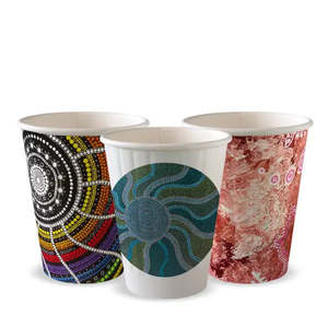 Tea Room Supplies: 255ml / 8oz (80mm) Indigenous Art Series Double Wall BioCup