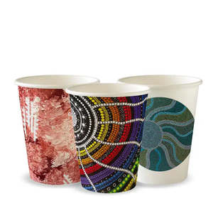 Tea Room Supplies: 280ml / 8oz (80mm) Indigenous Art Series Single Wall BioCup