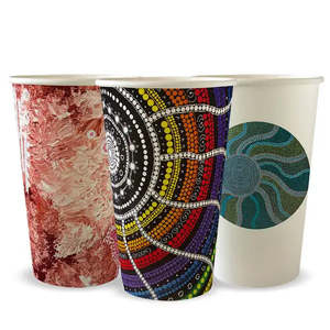 Tea Room Supplies: 510ml / 16oz (90mm) Indigenous Art Series Single Wall BioCup