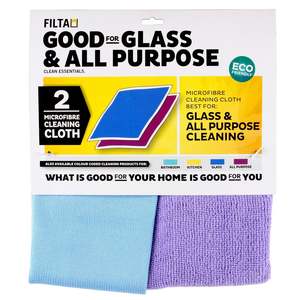 Rags Cloths: FILTA MICROFIBRE CLOTH MULTIPACK - GLASS & ALL PURPOSE PURPLE/AQUA 2 PACK