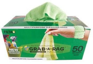 Rags Cloths: Dispenser Microfibre Cloths - Green, 300mm x 300mm, 185gsm (50) Per Pack