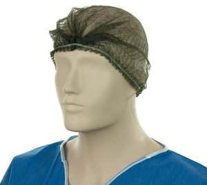 Polypropylene Crimp Hats - Green, 530mm Wide, 12gsm (1000) Per Box