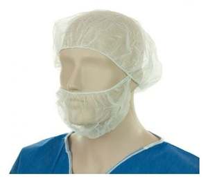 Disposable Clothing: Polypropylene Beard Covers Single Loop - White, 230mm x 430mm, 12gsm (1000) Per Box