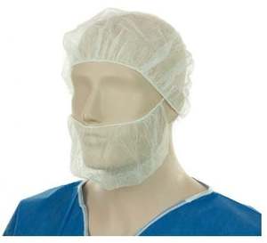 Polypropylene Beard Covers Double Loop - White, 230mm x 430mm, 12gsm (1000) Per Box