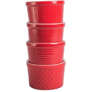 Ramekin: Bia Texture Ramekin Red 420Ml Set Of 4