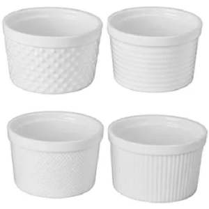 Ramekin: Textured Ramekins 420Ml Set Of 4 White