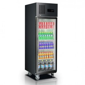 Upright Fridges: Single Glass Door Upright Fridge Black Stainless Steel - SUCG500B