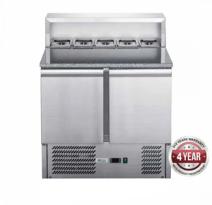 FED-X Two Door Salad Prep Fridge with Marble Top