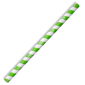 Straws: 10mm Jumbo Green Stripe BioStraw