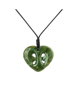 Carved Jade Heart Koru Necklace